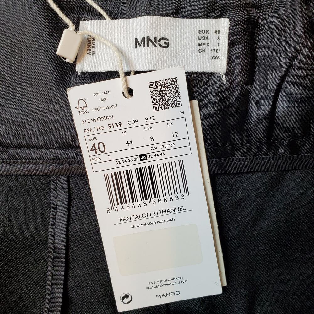 Mango Women's Size 8 NWT Belted Tapered Leg Pants Black - Picture 7 of 8